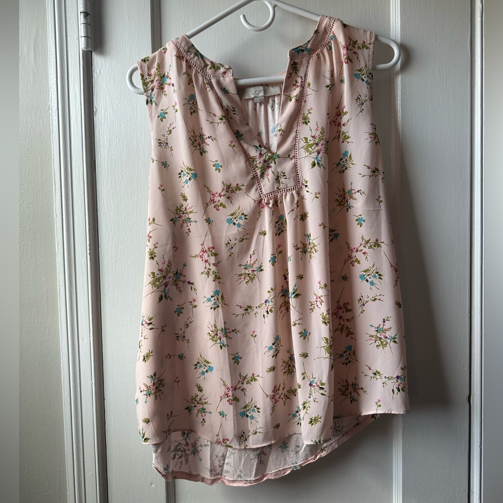 LOFT Floral Blouse in Soft Pink